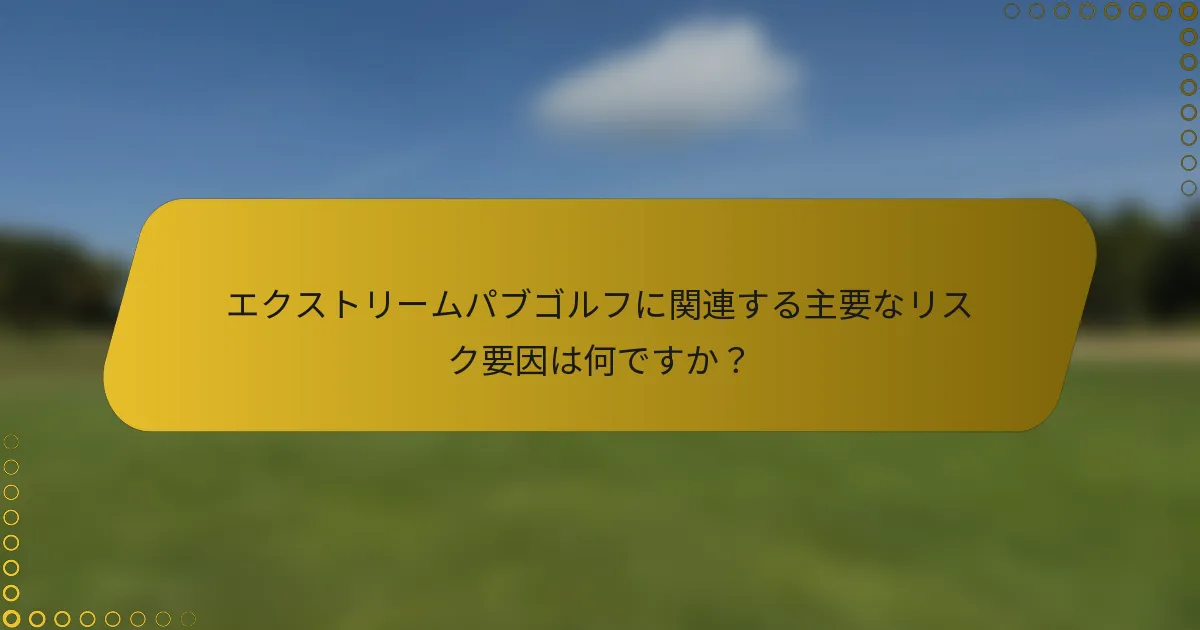 エクストリームパブゴルフに関連する主要なリスク要因は何ですか？
