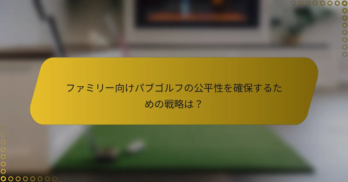 ファミリー向けパブゴルフの公平性を確保するための戦略は？