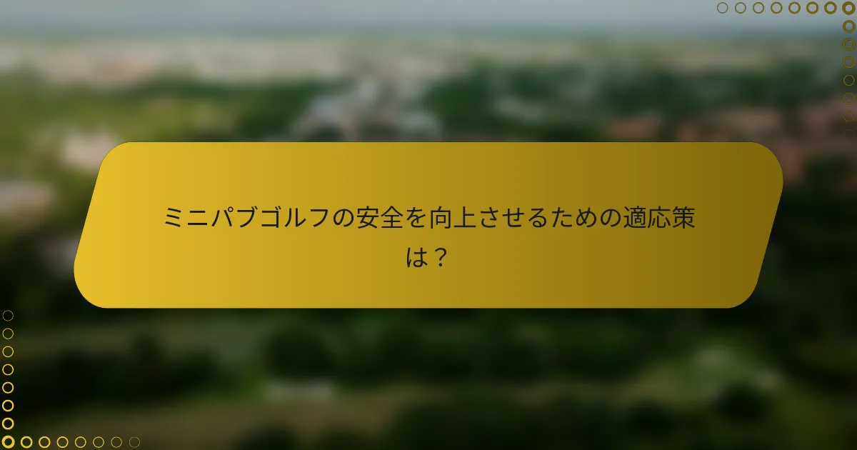 ミニパブゴルフの安全を向上させるための適応策は？