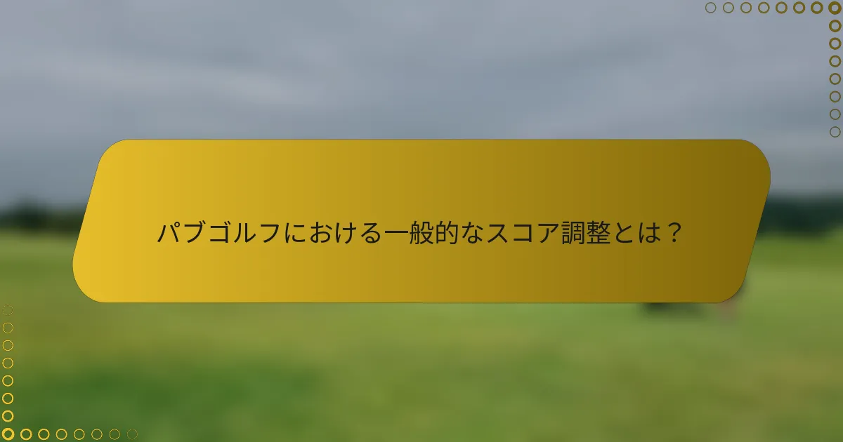 パブゴルフにおける一般的なスコア調整とは？