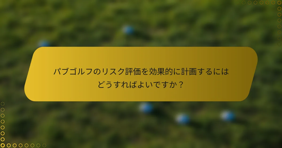 パブゴルフのリスク評価を効果的に計画するにはどうすればよいですか？
