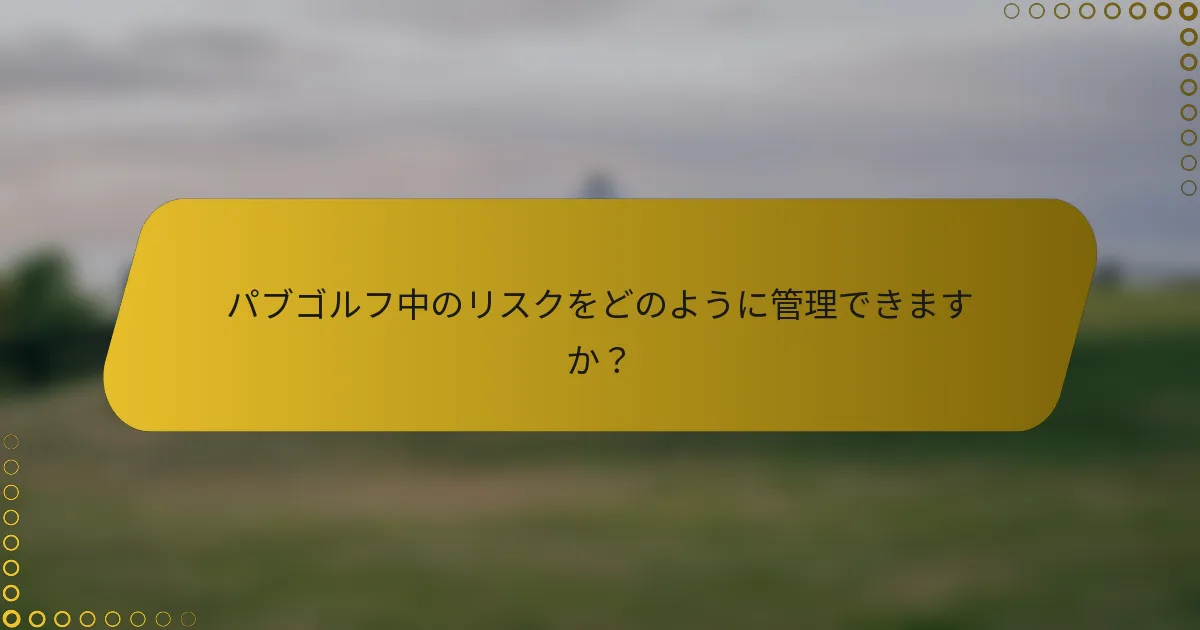 パブゴルフ中のリスクをどのように管理できますか？
